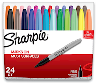 PERMANENT MARKERS, SHARPIE, FINE TIP, ASSORTED COLORS, 24/CT MAIN